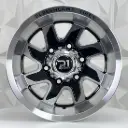 RIN 14X8 6-139.7 R1 SPORT 8135 BLACK MACHINE FACE MACHINE LIP ET-20 CB110 