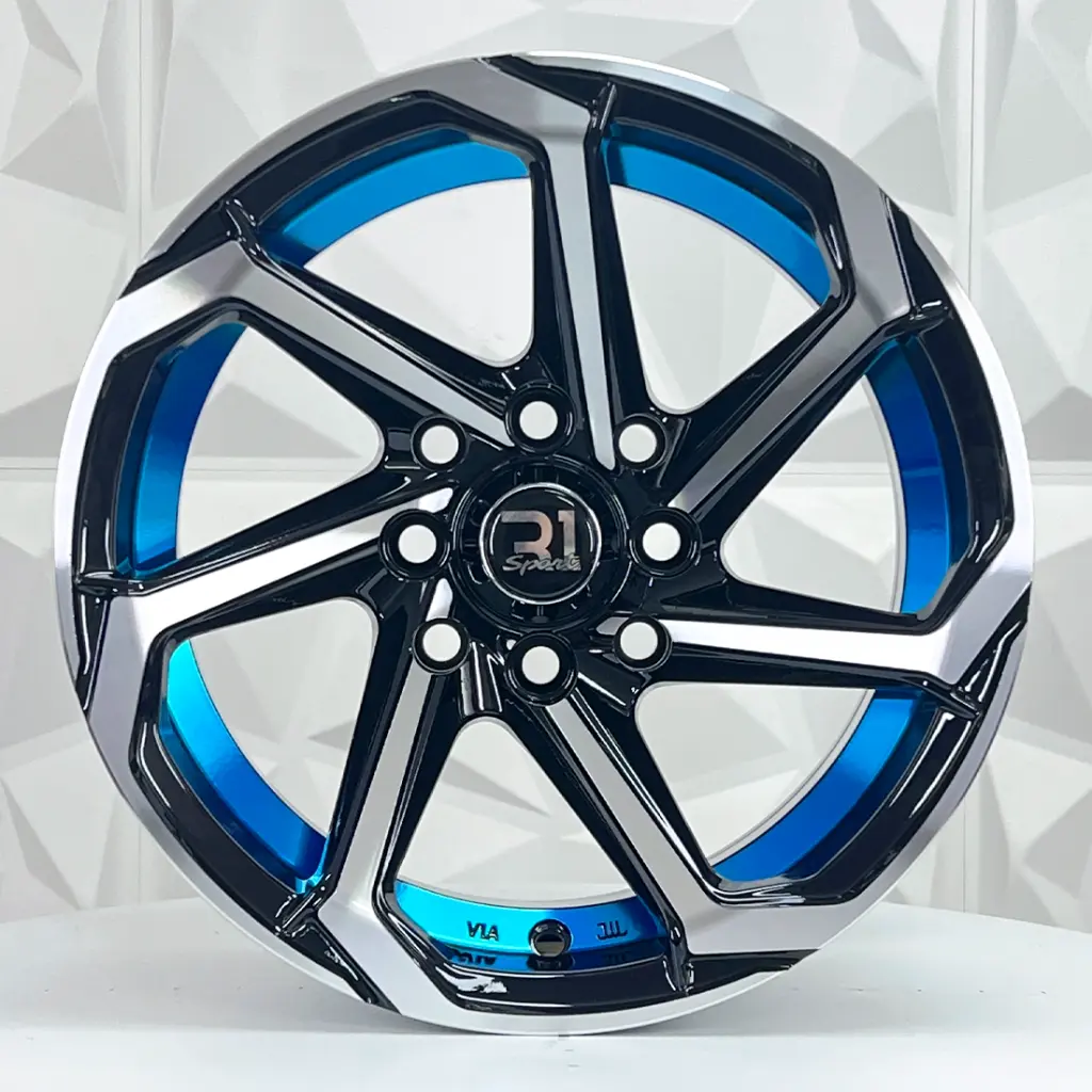 RIN 13X7 4-100/114.3 R1 SPORT 2020 BLACK MACHIE BLUE LINE ET0 CB73.1 