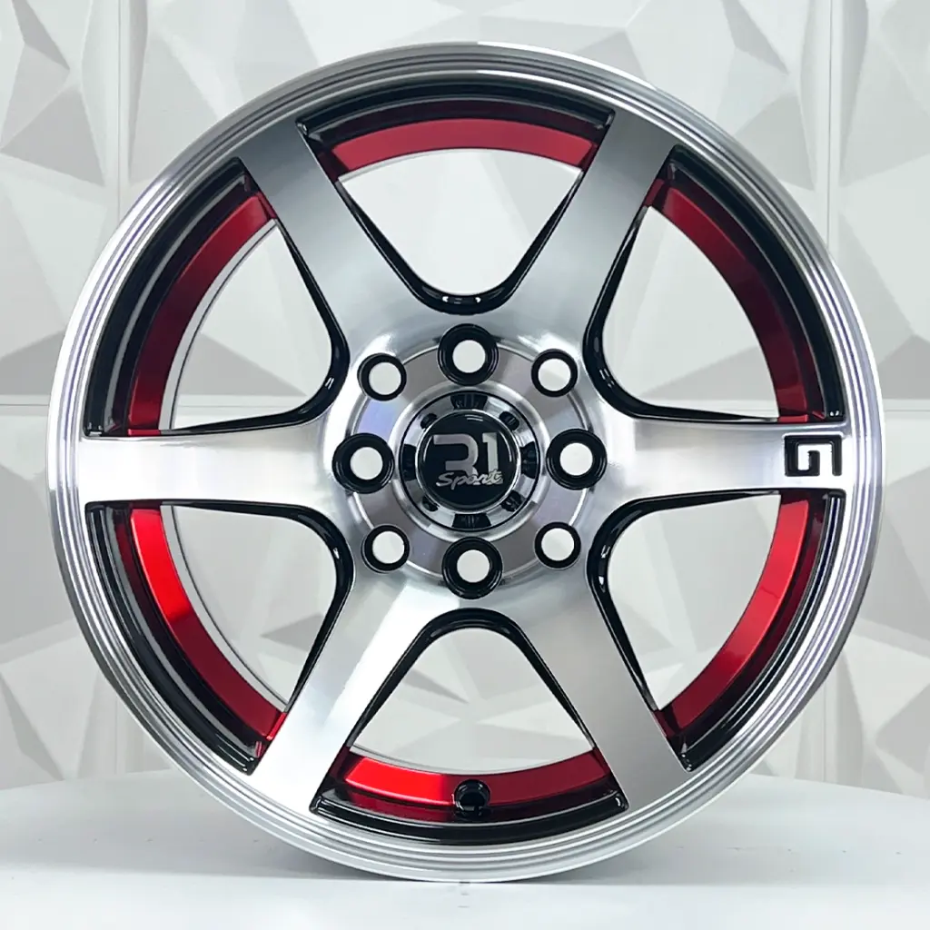 RIN 14X8 4-100/114.3 R1 SPORT 6154 BLACK MACHINE RED LINE ET15 CB73.1 