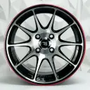 RIN 14X7 4-100 R1 SPORT QC1518 BLACK MACHINE FACE RED LINE ET0 CB73.1