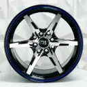 RIN 14X6 4-100/108 R1 SPORT QC662 BLACK MACHINE FACE BLUE LINE ET20 CB73.1
