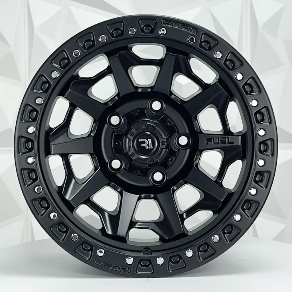 RIN 15X8 6-139.7 R1 SPORT QC1261 MATE BLACK+RIVETS* ET0 CB110.1